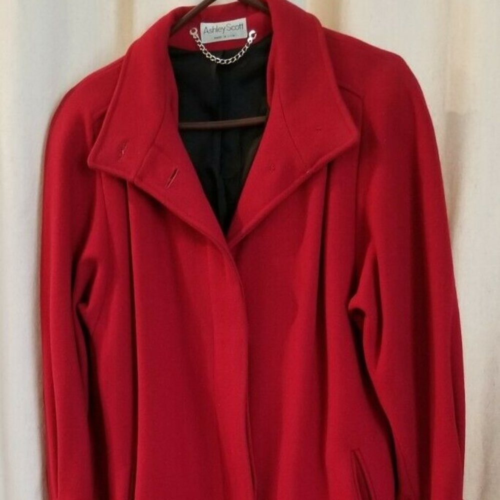 Ashley Scott Womens Red Wool Jacket USA Med